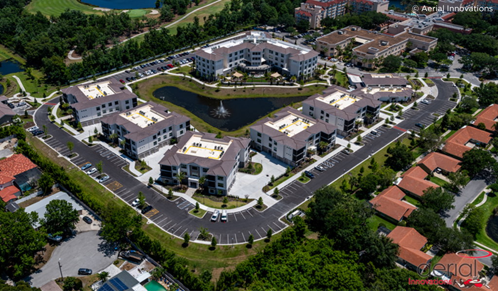 An arial view of a large retirement village