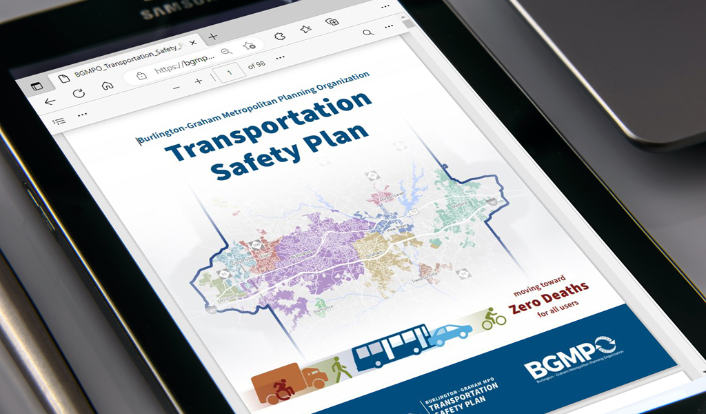 BGMPO Transportation Safety Plan front cover on a tablet screen.