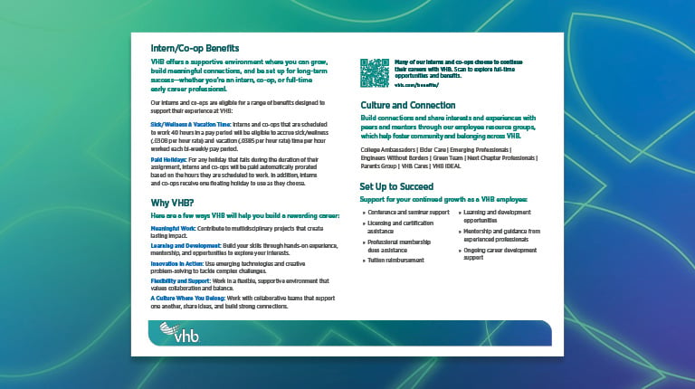 Intern/Co-op Benefits document on early career pattern.