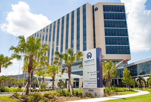 Moffitt McKinley hospital exterior with palm trees and entry