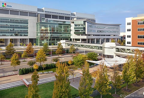 A pedestrian walkway connects to Altria’s Center for Research and Technology in Richmond, Virginia.