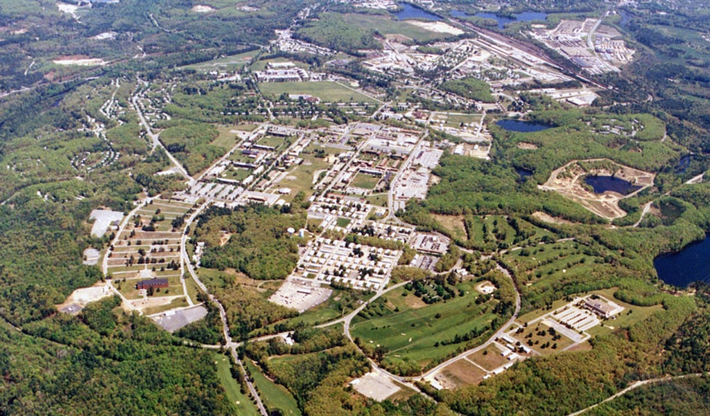 Aerial view of the former Fort Devens Military Base 
