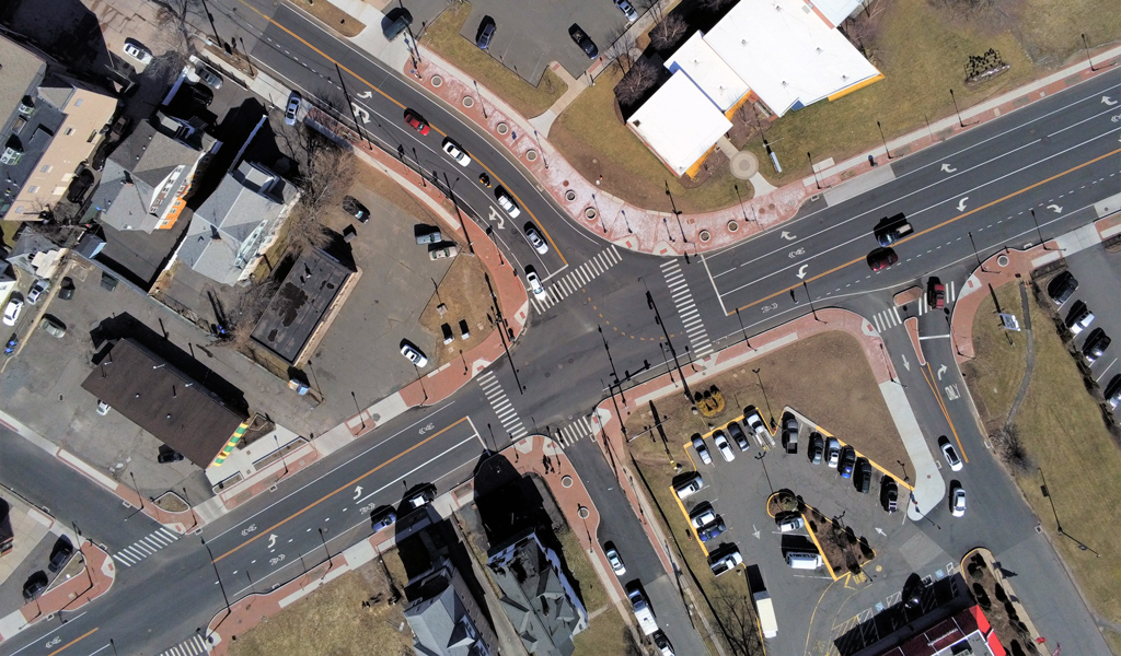Aerial image of Albany Ave (RT. 44) Corridor.