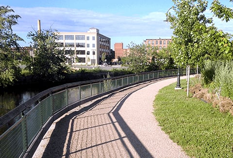 Pathway in downtown Lowell, Massachusetts