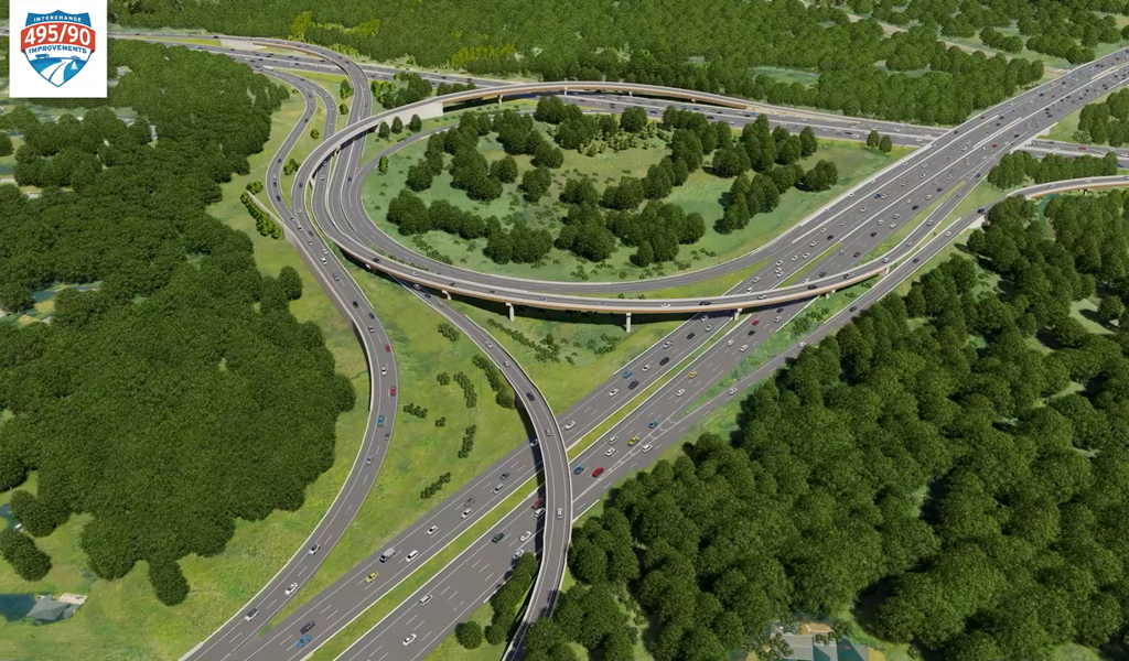 Screenshot of the proposed I-495/I-90 interchange.