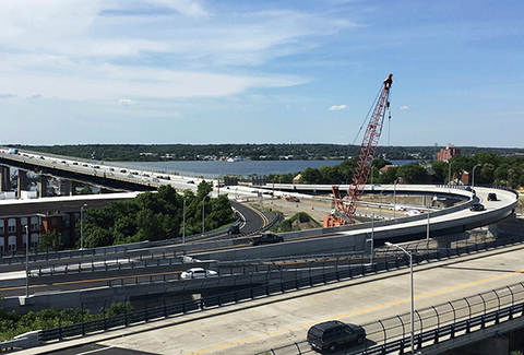 Construction on The Route 79 and I-195 interchange in Fall River, Massachusetts.