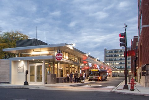 The new Downtown Transit Center serves as a gateway to the City of Burlington.