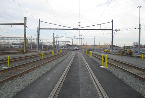Train tracks at East Bridgeport Yard in Connecticut