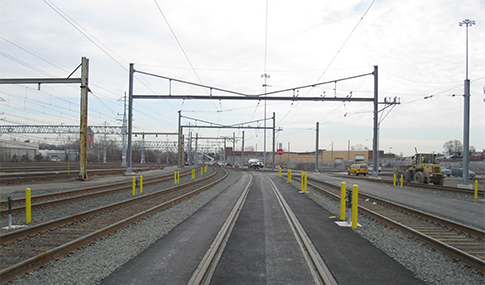 Train tracks at East Bridgeport Yard in Connecticut