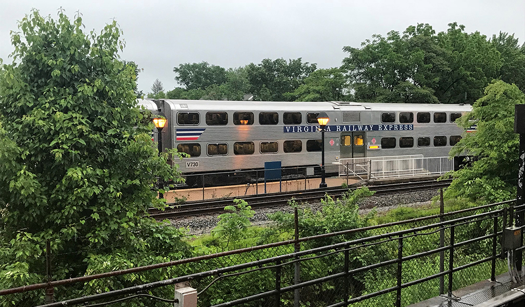 VRE train at station in Virginia