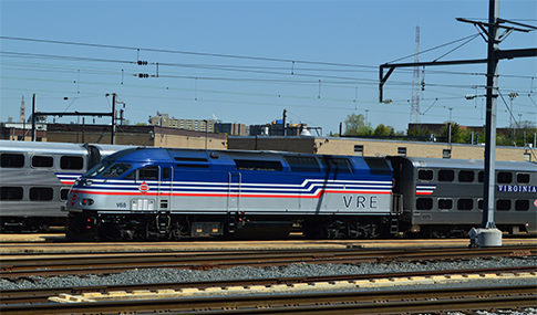Closeup of VRE train engine
