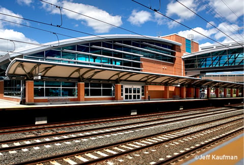 Exterior of West Haven Commuter Station in West Haven, Connecticut