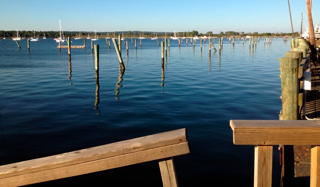 Storm damage to piers at Great Kills Marina in New York following Hurricane Sandy. 