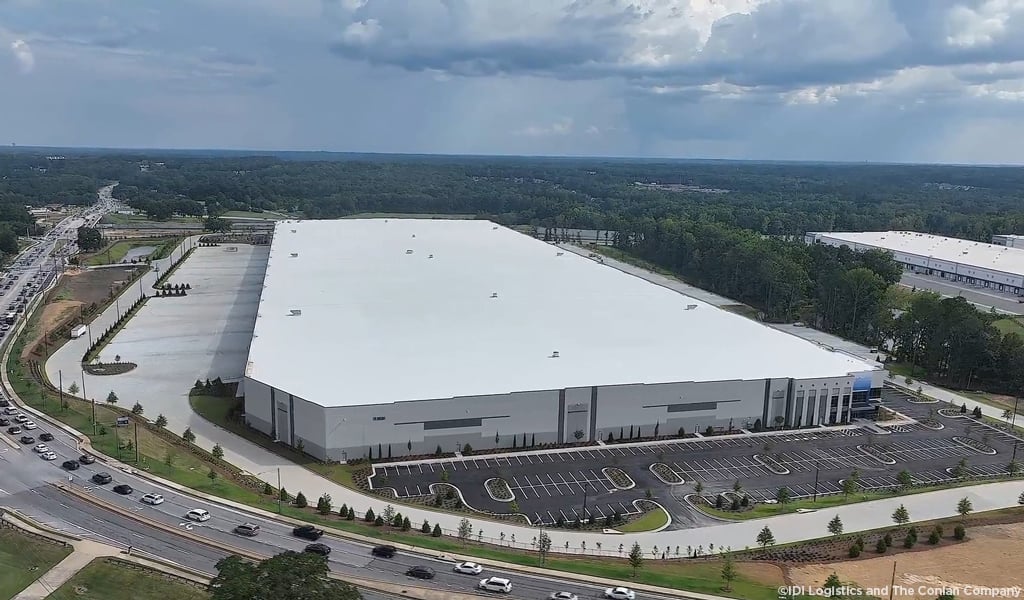 Oblique aerial of a 1 million-square-foot industrial facility in Buford, GA.