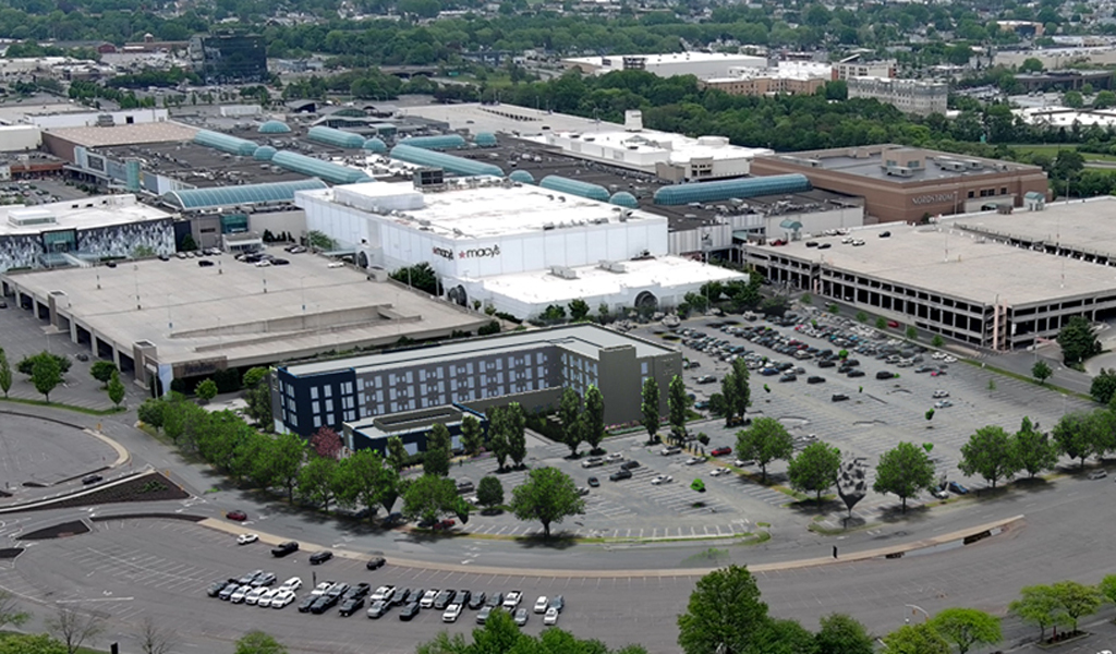 A new hotel rises against the backdrop of the Roosevelt Field Mall in Garden City, NY.