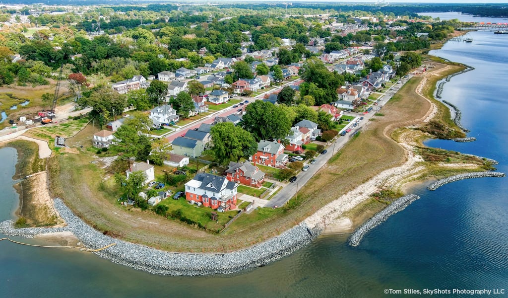 The 4,200 linear feet of new living shoreline at Ohio Creek Watershed.