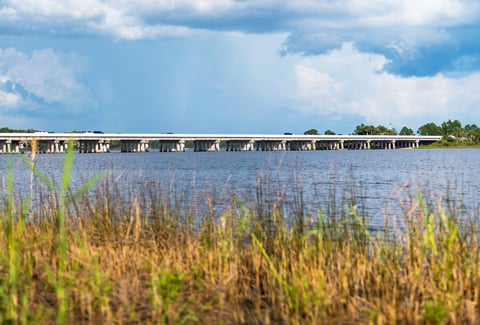 The  US 98 bridge over Lake Powell Inlet- a coastal dune lake in Florida. 