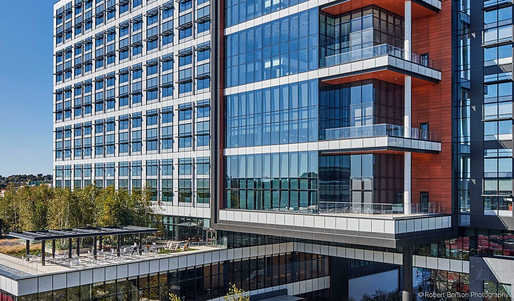 View overlooking the Partners HealthCare campus in Somerville, Massachusetts.