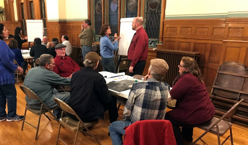 Residents attending a master planning public meeting. 