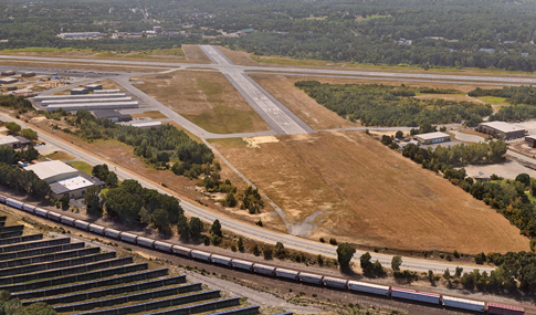 Bird’s eye view of the northern area of airport land that will be redeveloped.