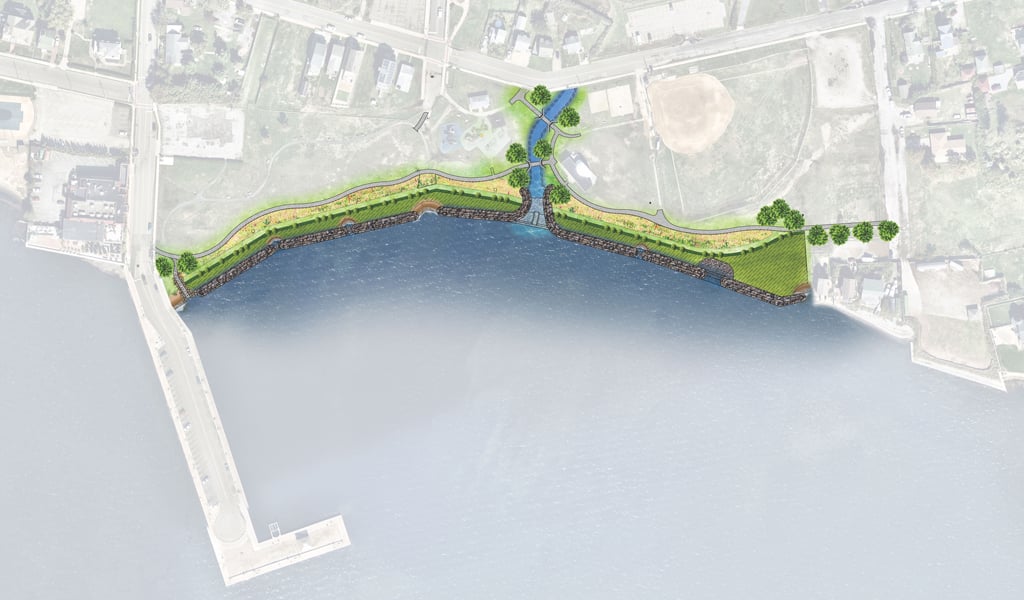 Rendering of Patchogue’s Shorefront Park.
