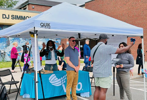 VHB booth during a community engagement pop up event in Randolph, MA. 