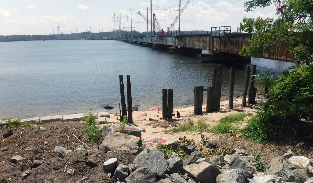 Former industrial site along the Raritan River in Perth Amboy, NJ, that is being transformed into a waterfront park.