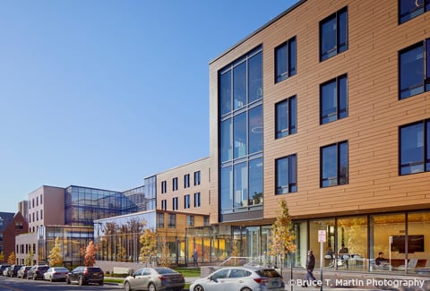 Exterior view of Brown University’s new Health and Wellness Center and Residence Hall