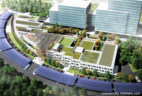 Rendering of the future Best Products building on GreenCity’s campus.