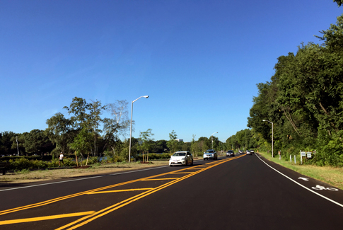Completed Greenough Boulevard with pavement markings