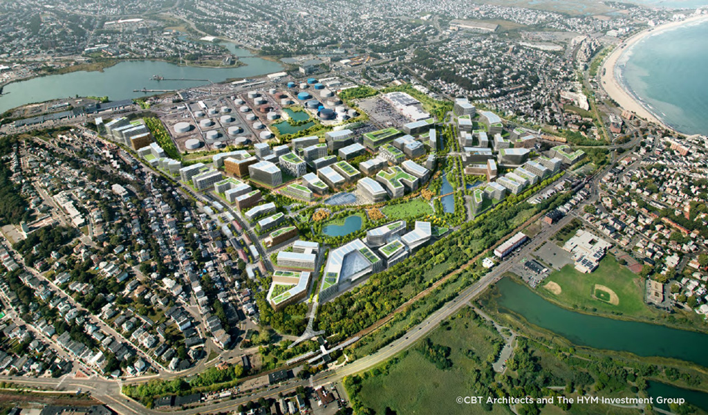 Aerial rendering of Future Suffolk Downs site.