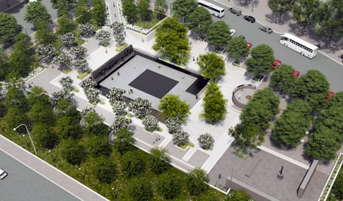 Aerial rendering of park