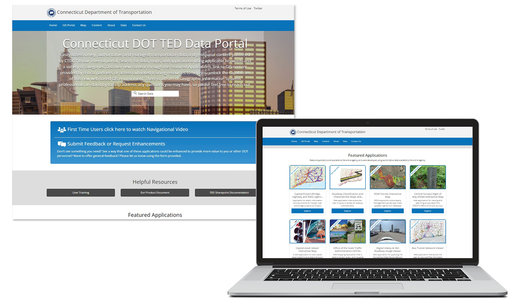 Screen shot of the CTDOT Transportation Enterprise Database’s data portal.