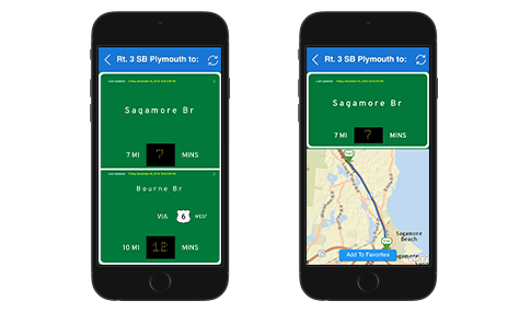 MassDOT RTTIS API feeds into the Go Time app, available for download.