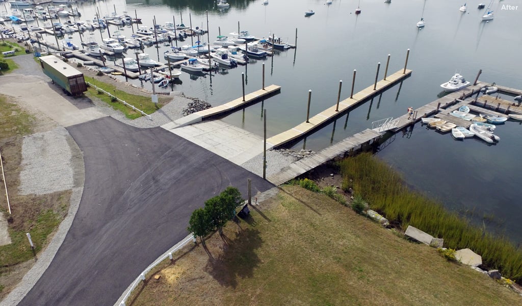 The new ramp includes three launch lanes, a steeper slope for improved usability, and 400 feet of side-tie dockage.