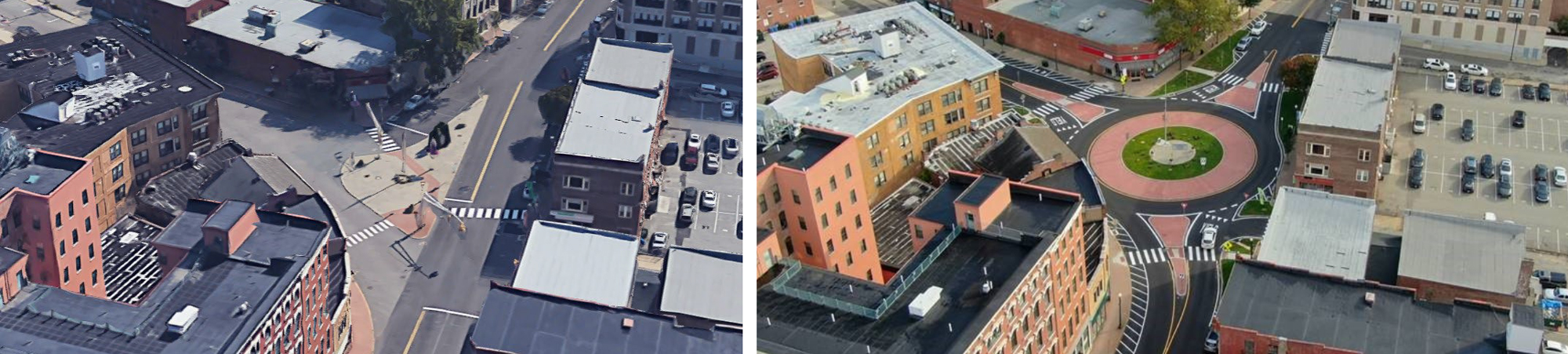 View of Hartford's skyline featuring city buildings and the Connecticut River, with a docking area and a white tent near the riverfront.