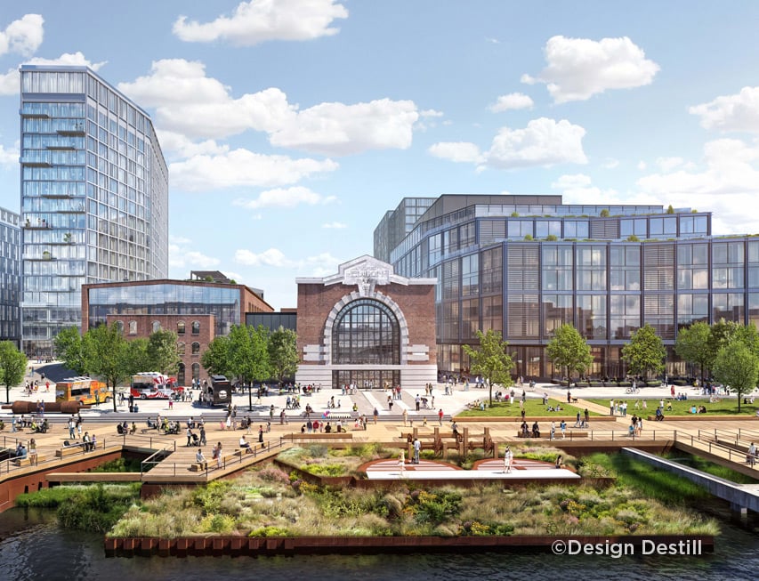 A rendering of the L Station district.