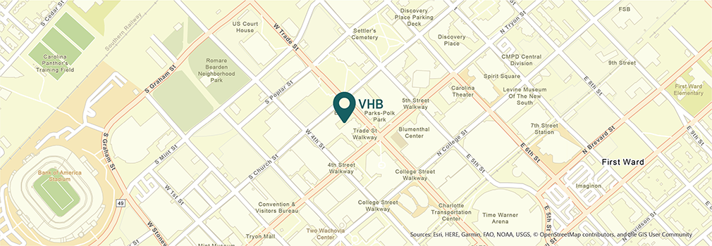 Location of VHB's Charlotte, North Carolina office.
