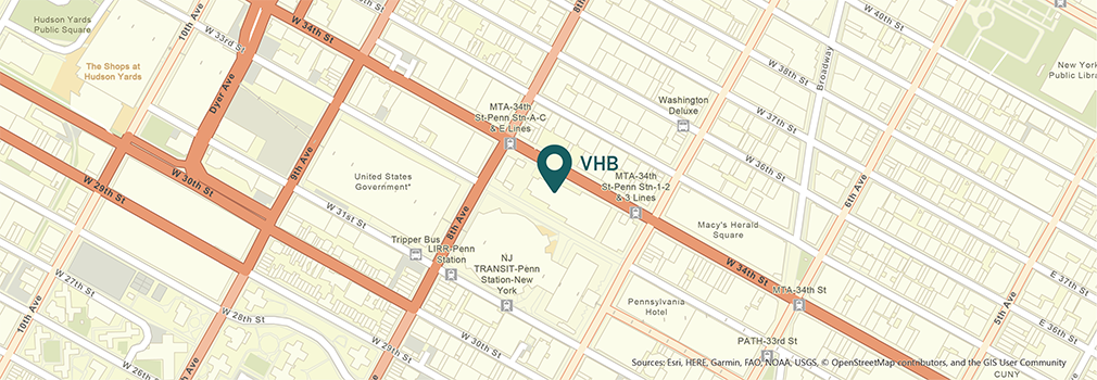 Location of VHB's New York, New York office.