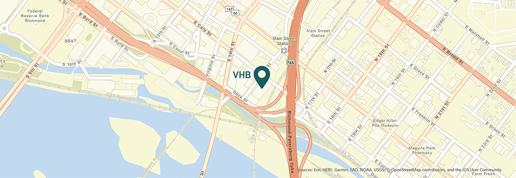 Location of VHB's Richmond, Virginia office.