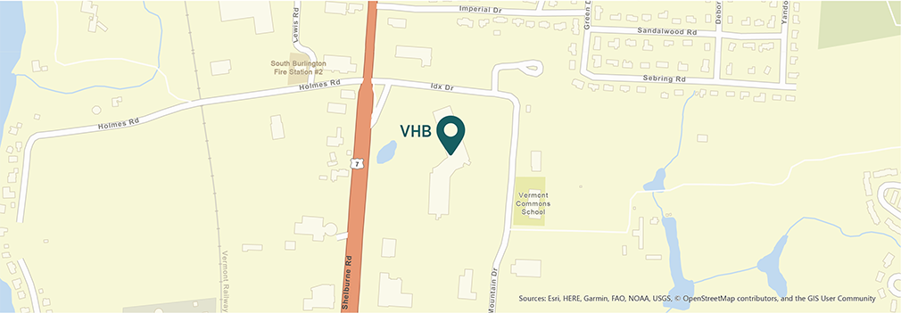 Location of VHB's South Burlington, Vermont office.