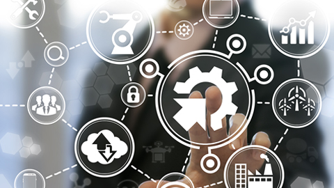 Graphic of applied technologies with blurry background