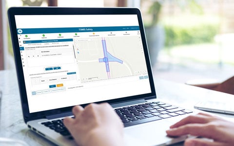 Laptop screen displaying a dashboard from the safety management system.