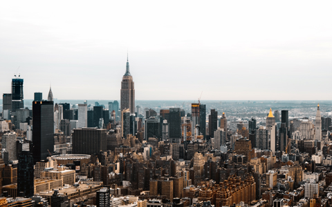 New York City skyline featuring Empire State Building.