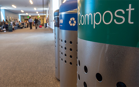 Image of compost bins at airport