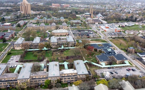 Aerial view of Creedmoor psychiatric campus. 