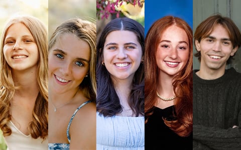 Collage of five 2025 VHB Family Scholarship recipients: Payton Klein, Makayla Mathews, Erin Picanso, Skye Quina, and Nico Ranalli