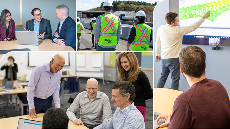 Collage of VHBers working together.