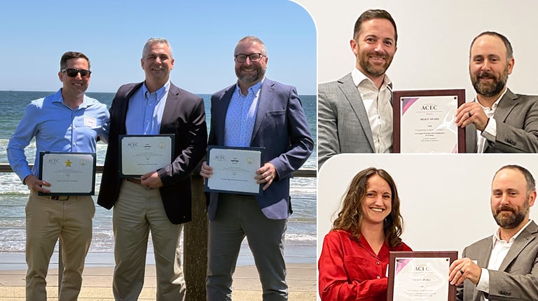 Collage of VHBers receiving the ACEC Awards.