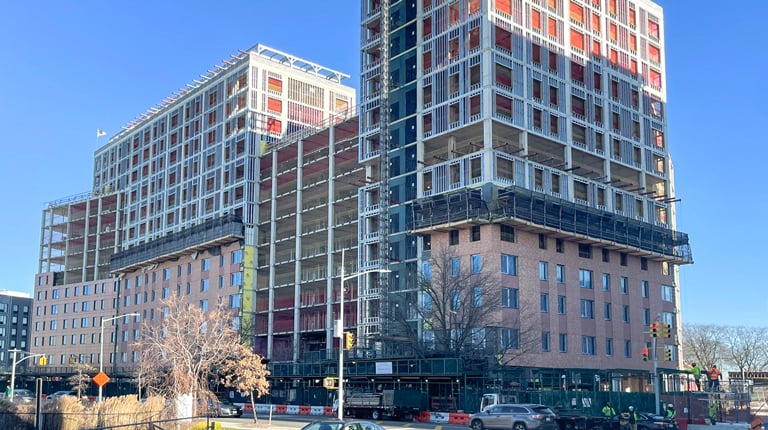 Ongoing construction at the Alafia development in East New York in 2025.